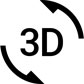 A black and white image of the 3 d symbol.