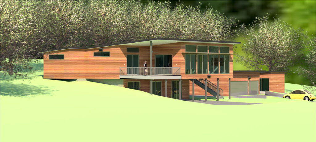 A rendering of the exterior of a house.